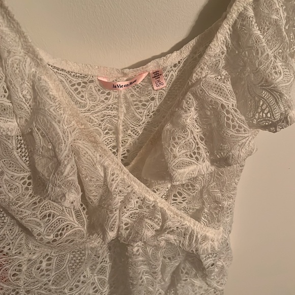 La Vie en Rose White Lace seethough Bodysuit - Picture 3 of 6